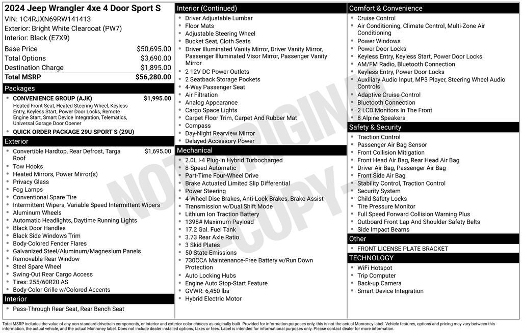 2024 Jeep Wrangler Sport S 4xe Convenience Group