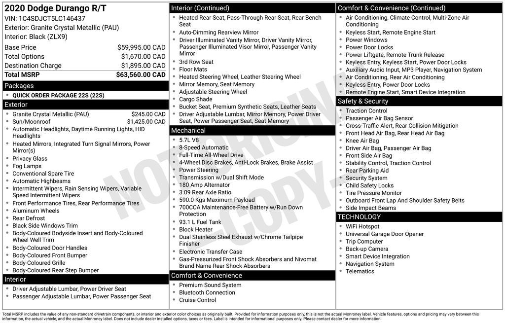 2020 Dodge Durango R/T Navigation System