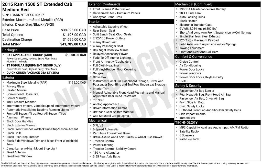 2015 RAM 1500 Tradesman
