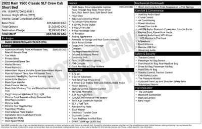 2022 RAM 1500 Classic SLT Apple CarPlay & ParkView Rear Back-Up Camera