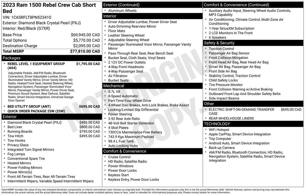 2023 RAM 1500 Rebel 12" Touchscreen Display & Apple CarPlay/Android Au
