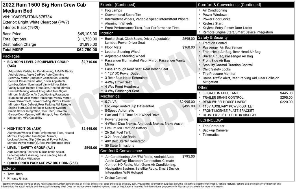 2022 RAM 1500 Big Horn/Lone Star Night Edition with Navigation System