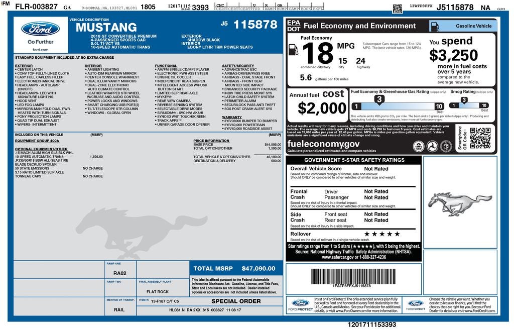 2018 Ford Mustang GT Premium