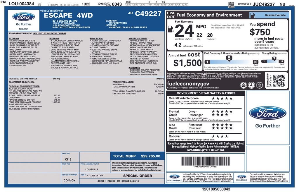 2018 Ford Escape SE Exterior Parking Camera Rear