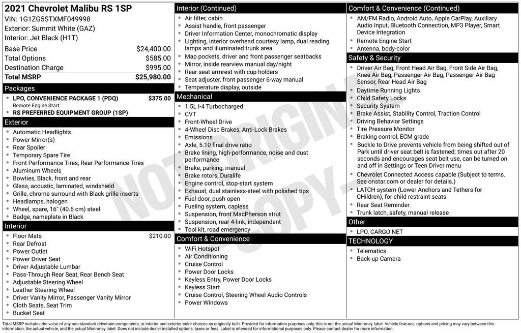 2021 Chevrolet Malibu RS