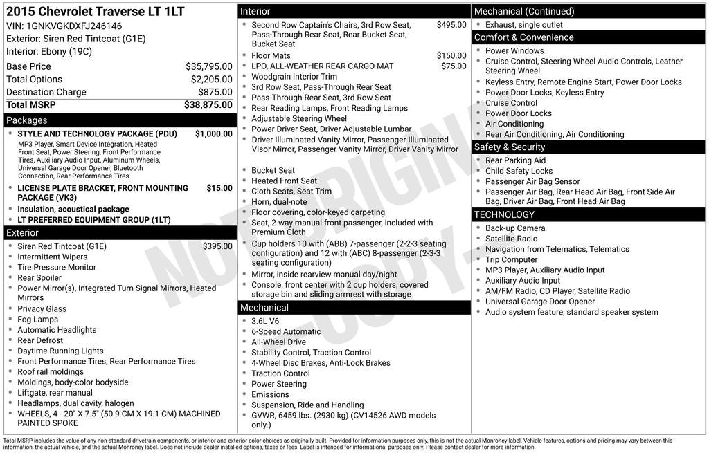 2015 Chevrolet Traverse LT 1LT