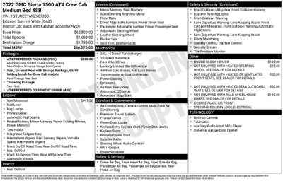 2022 GMC Sierra 1500 AT4 Power Sunroof & Navigation System