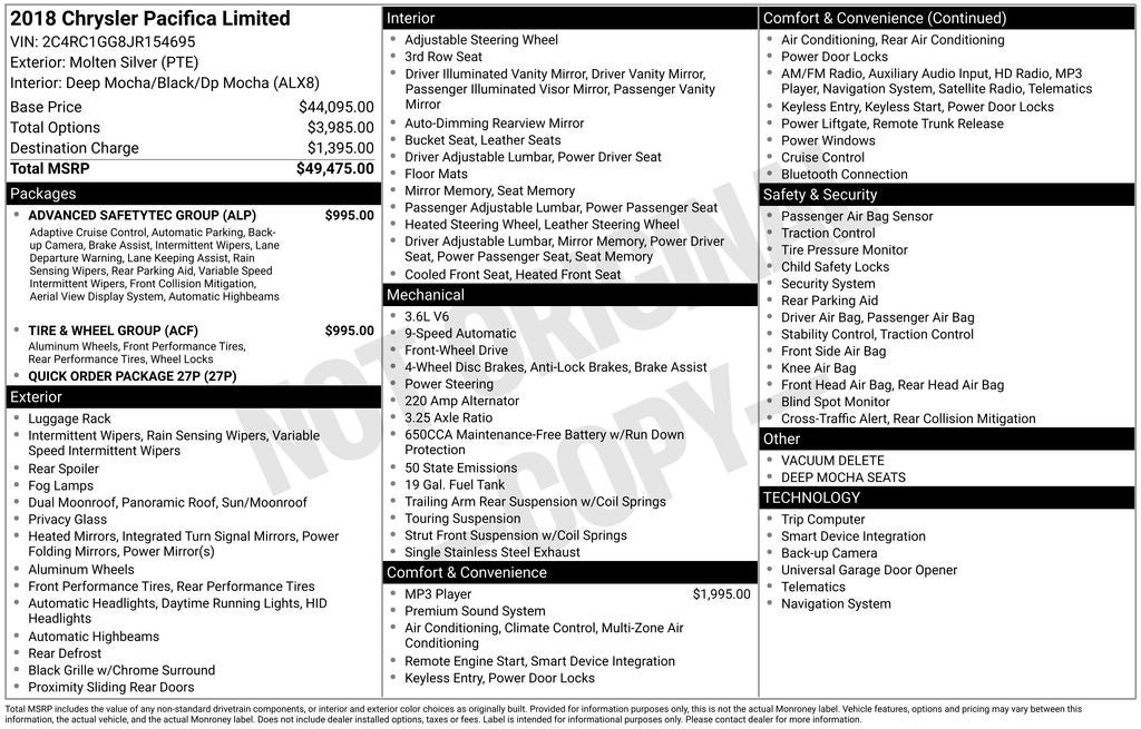 2018 Chrysler Pacifica Limited