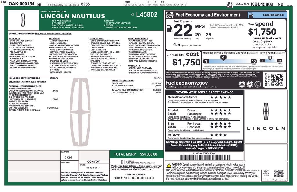 2019 Lincoln Nautilus Reserve