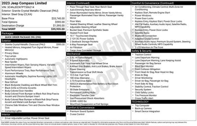 2023 Jeep Compass Limited Apple CarPlay/Android Auto & 360 Surround View Cam