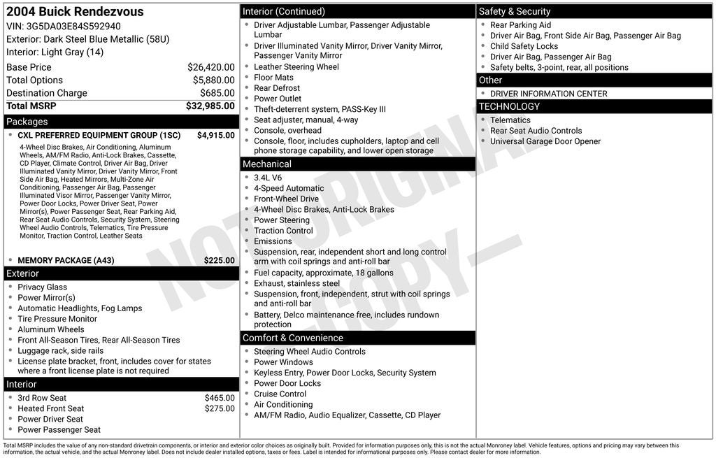 2004 Buick Rendezvous CX