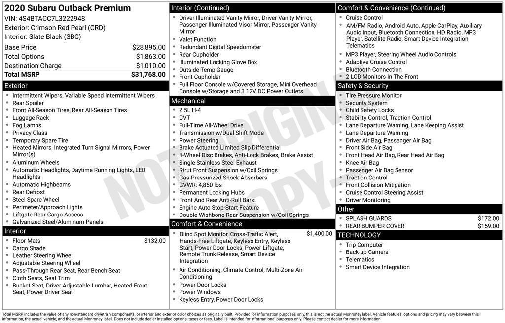 2020 Subaru Outback Premium