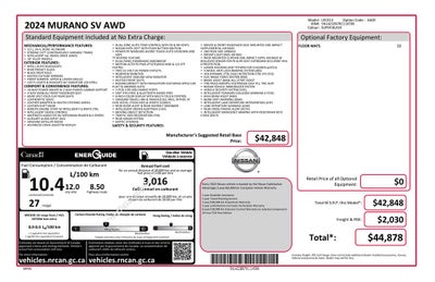 2024 Nissan Murano SV Navigation & Panoramic Moonroof
