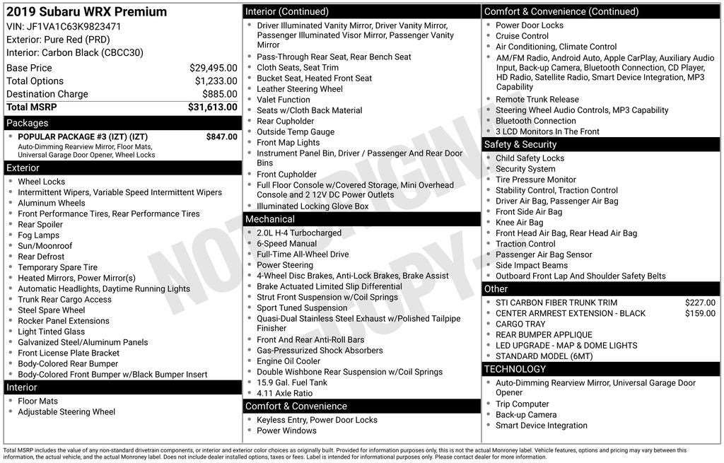 2019 Subaru WRX Premium