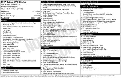 2017 Subaru WRX Limited