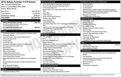 2016 Subaru Forester 2.5i Premium Power moonroof
