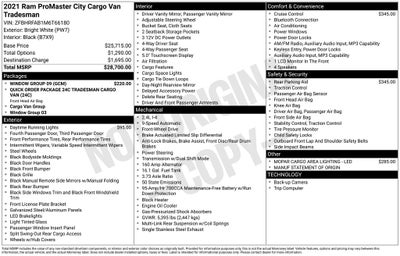 2021 RAM ProMaster City Tradesman Integrated Voice Command w/Bluetooth