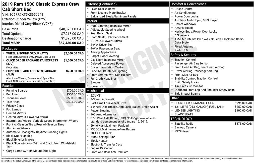 2019 RAM 1500 Classic Express CUSTOM LIFT KIT CUSTOM WHEELS and TIRES 5.7L HEMI