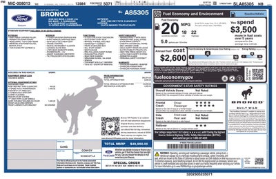 2025 Ford Bronco Big Bend 2.3 ECOBOOST 10 SPEED TRANS HARD TOP REMOTE START