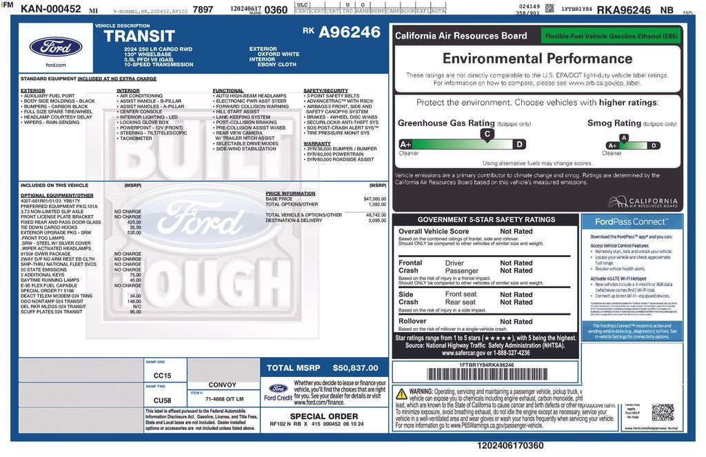 2024 Ford Transit-250 Base Low Roor Cargo Van Rear Camera