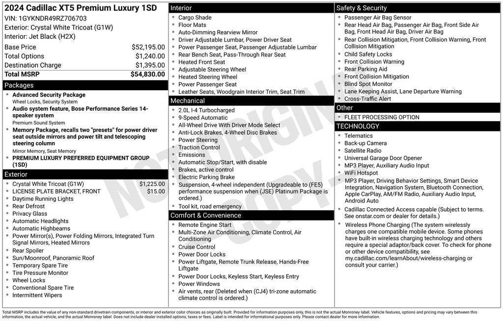 2024 Cadillac XT5 Premium Luxury Heated Leather Panoramic Roof Carplay Nav R Camera