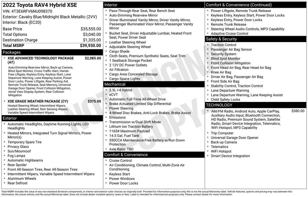 2022 Toyota RAV4 Hybrid XSE