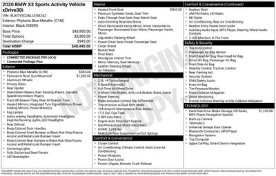 2020 BMW X3 xDrive30i AWD Panoramic Moonroof Navigation Heated Leather