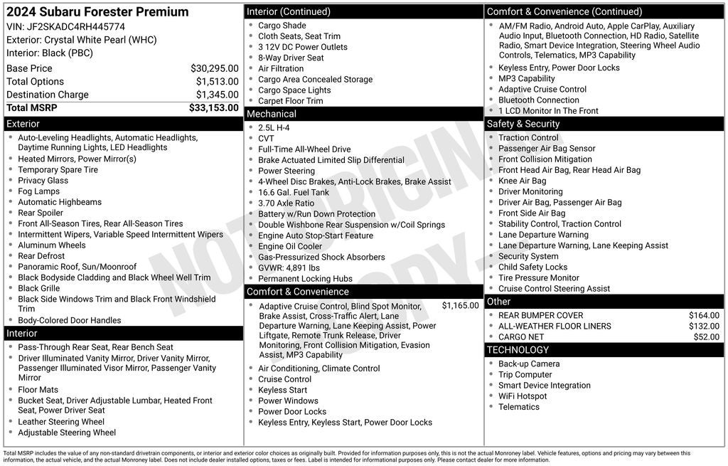 2024 Subaru Forester Premium AWD Rear Camera