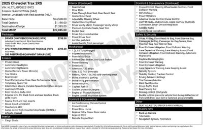 2025 Chevrolet Trax 2RS Preferred Pkg Rear Camera Heated Seats