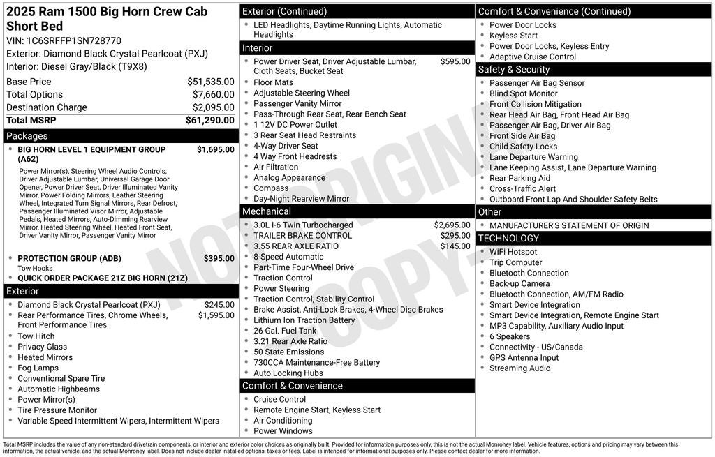 2025 RAM 1500 Big Horn Crew Cab 4x4 5'7' Box