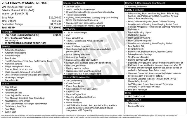 2024 Chevrolet Malibu FWD RS