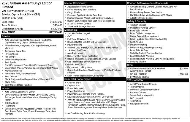 2023 Subaru Ascent Onyx Edition Limited 7-Passenger