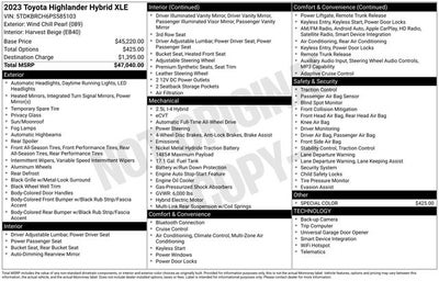 2023 Toyota Highlander Hybrid Hybrid XLE