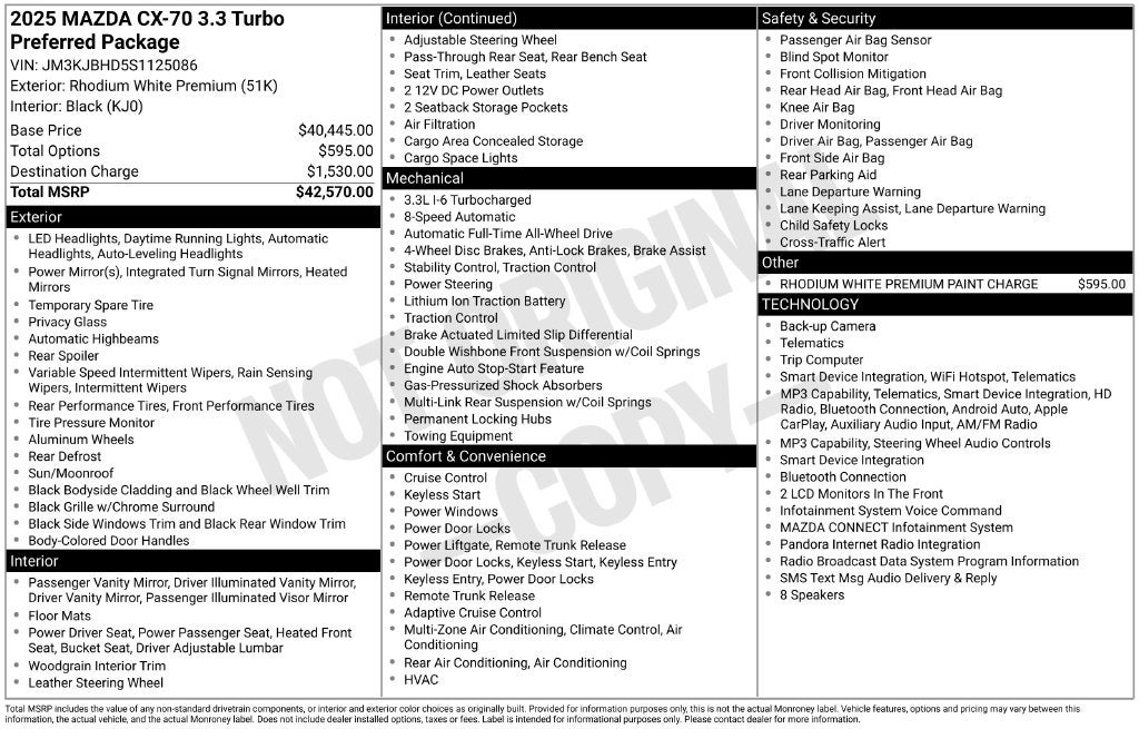 2025 Mazda Mazda CX-70 3.3 Turbo Preferred