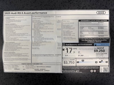 2025 Audi RS 6 Avant performance 4.0T quattro